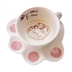 Kawaii Cat Cup Tasse à café en céramique mignonne Cuillère à patte